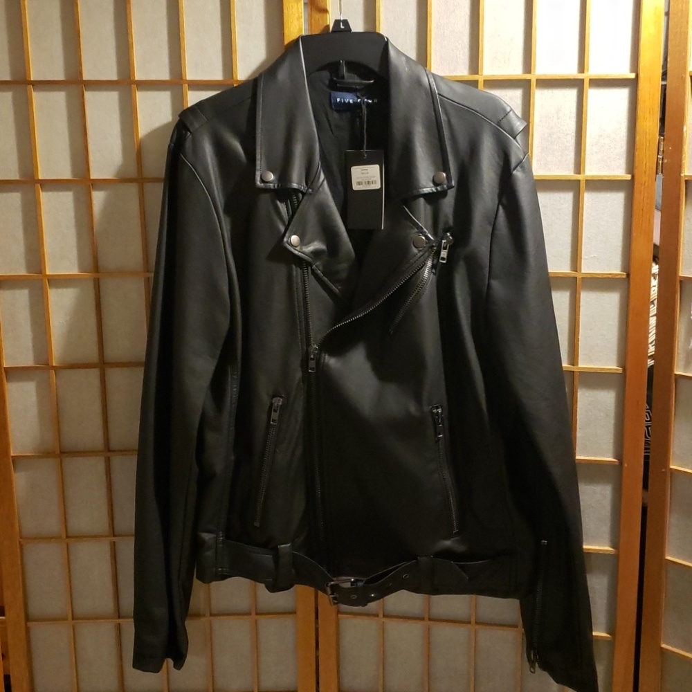 Vegan leather motorcycle jacket